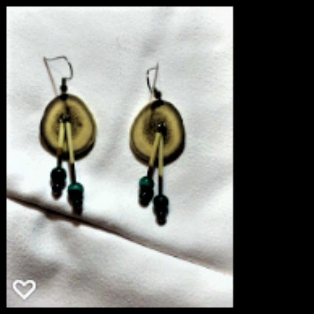 Bone with Porcupine Quill and Hematite Earrings